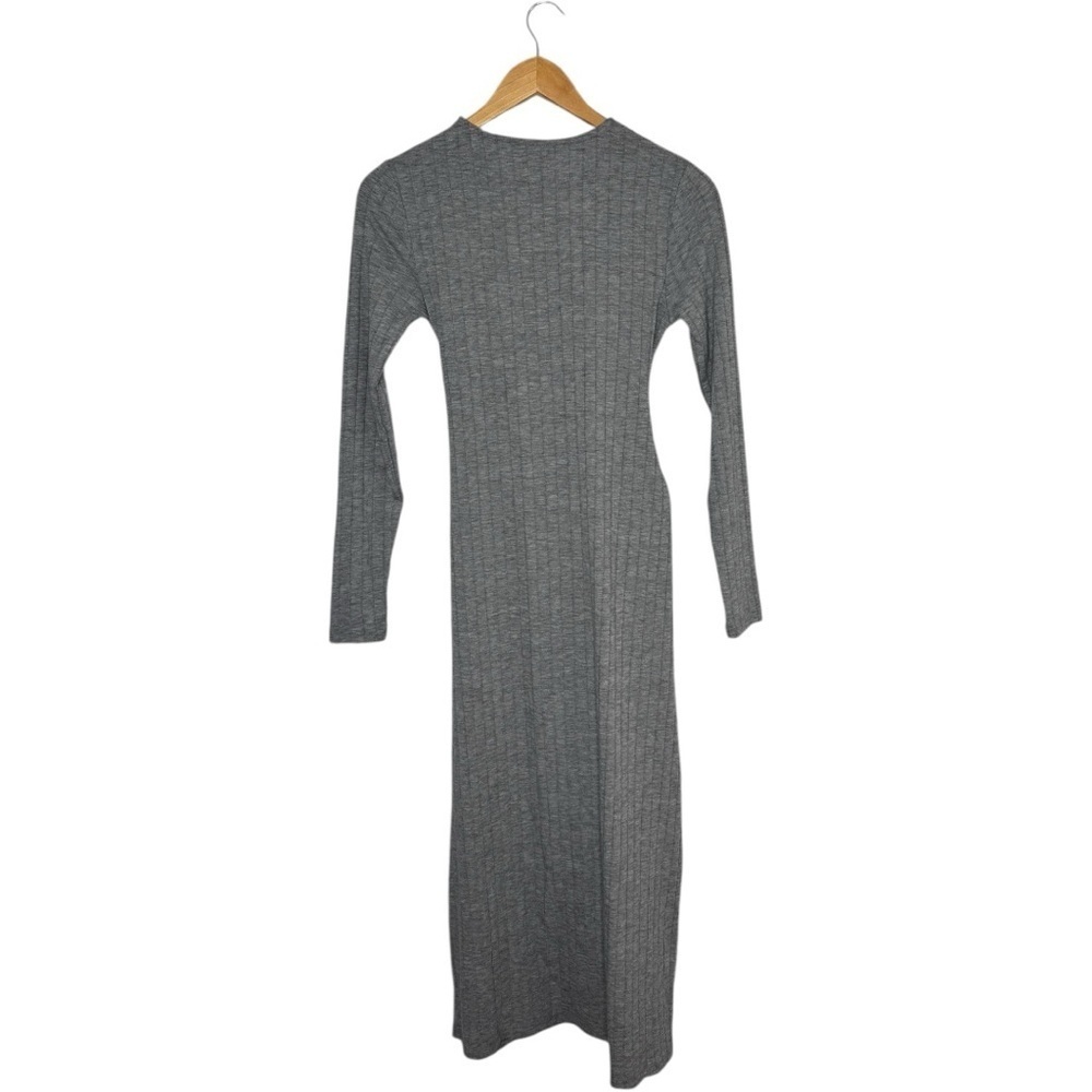 NWT Topshop Classic Rib Knit Wrap Midi Dress Tie waist Grey Size 6 - Picture 8 of 12